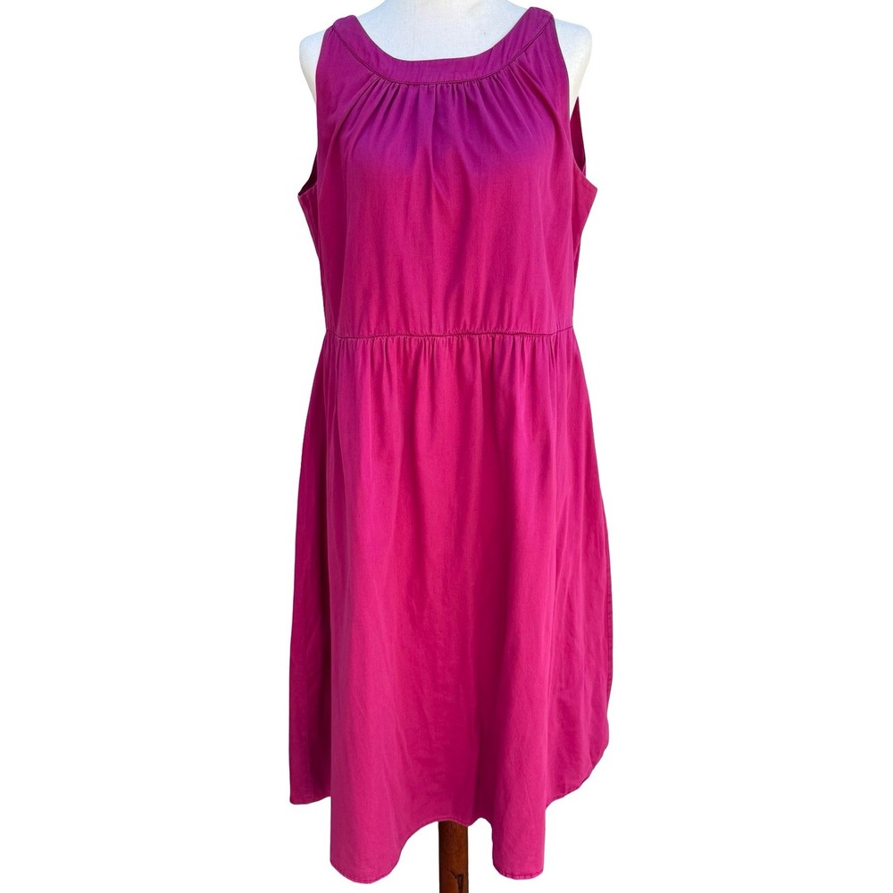 Autre Ton Resort Beachy 100% Cotton Empire Waist Sleeveless Midi Dress Pink XL